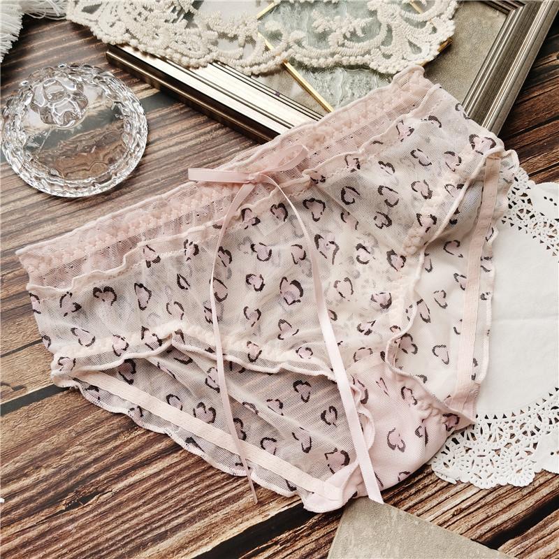 Slips mit Leopardenmuster, sexy Spitzenunterwäsche, niedliche, niedrig sitzende Damenhöschen