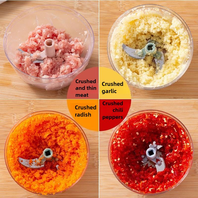 500/900MLmanual stainless steel garlic chopper,rotating sharp blade,smooth drawstring,non slip base,use for onion,meat,milkshake