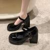 Fashion Women's Fashion Chunky Heel Mary Jane Shoes Spring New Round Head Shallow Mouth Line with Anti-slip Wear-resistant Shoes