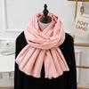 Womens Wool Blend Scarf Winter Warm Short Fringe Solid Color Shawl Wrap Stylish Oversized 195x70cm
