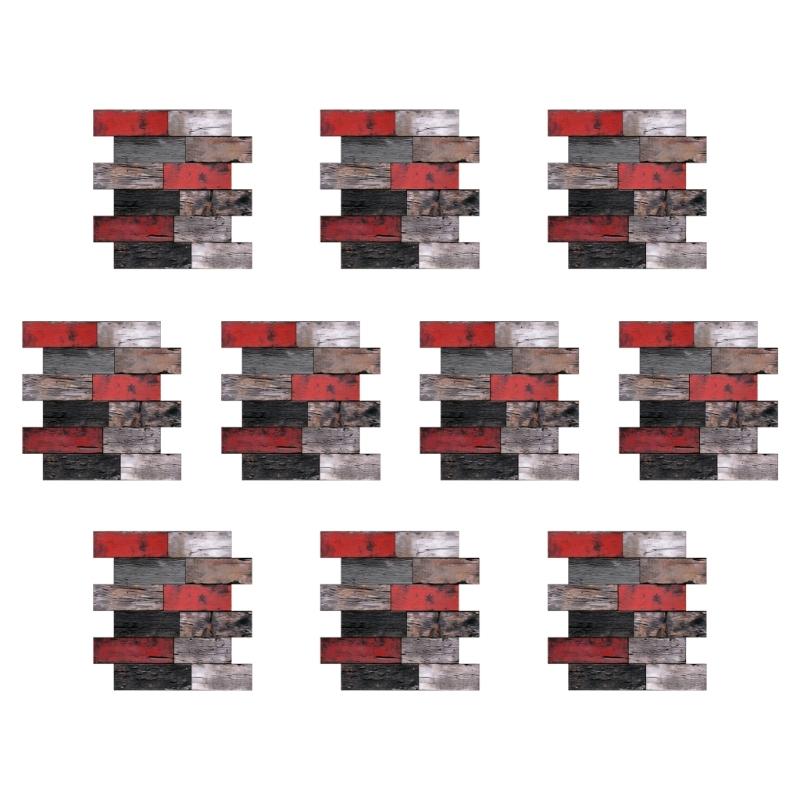 10pack Auto Adhesive 3D Brick Texture Wallpaper Waterproof PVC Decals For Backsplash And Feature Walls