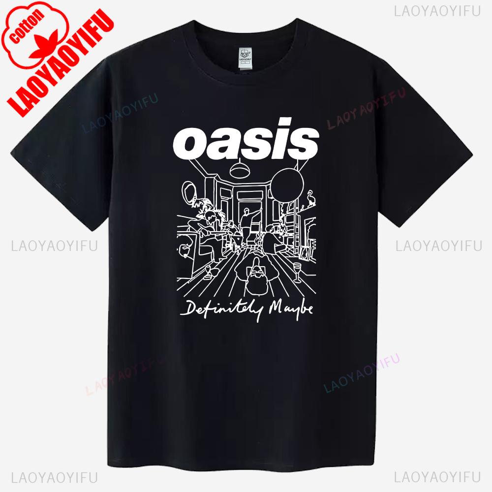 

Oasis Definitely Maybe Graphic T Shirts Line Art Drawing Retro Britpop Woman Man Summer Cotton T-shirt Fashion Casual Clothes 4XL