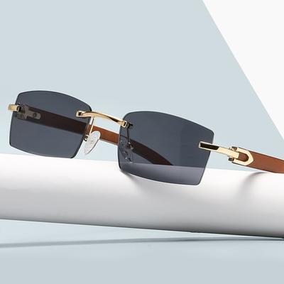 Luxury Brand Designer Small Square Rimless Sunglasses Women Men  Fashion Vintage Popular Travel Sun Glasses For Male Eyewear