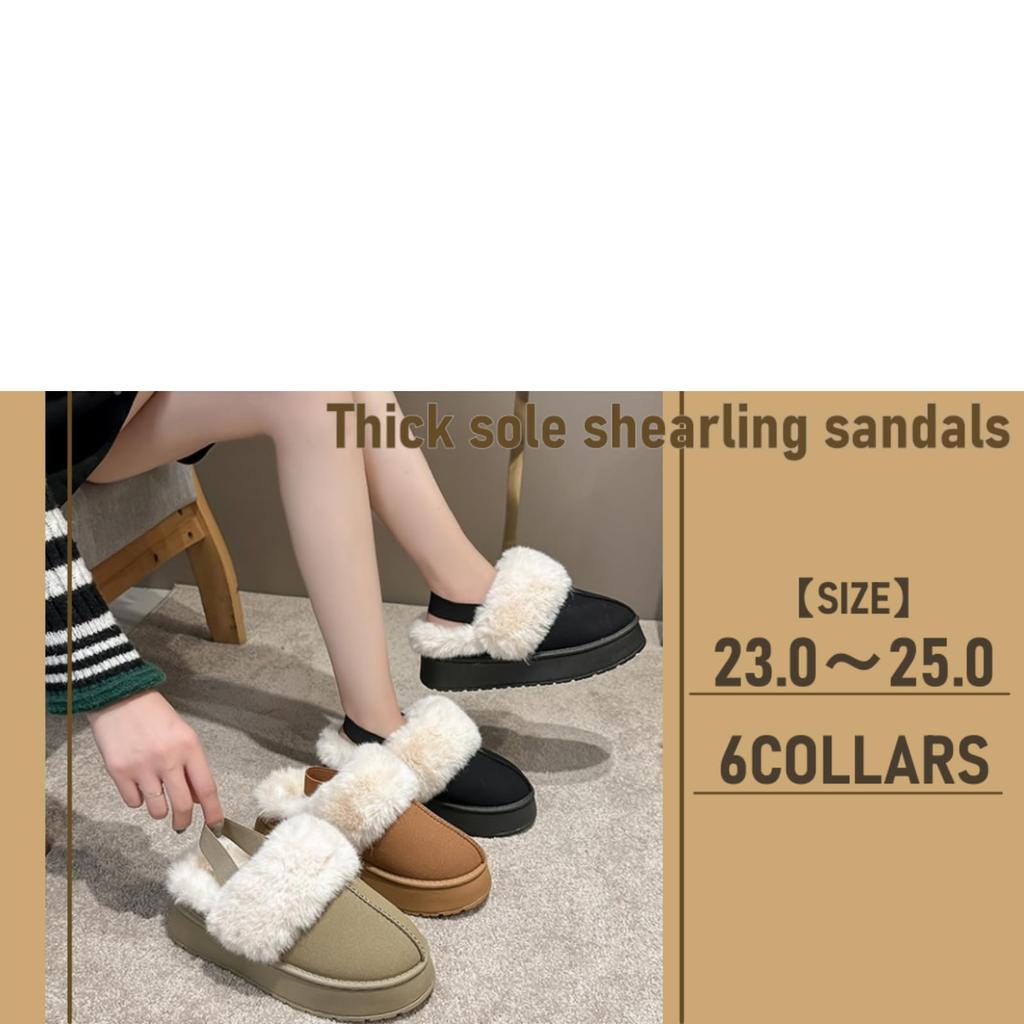 Link Blue Platform Sandals with Sheepskin Fur for Indoor and Outdoor Use Au Size [link Bleu] Women's Slippers, Non-Slip, (Cafe Lait, 23.5cm)