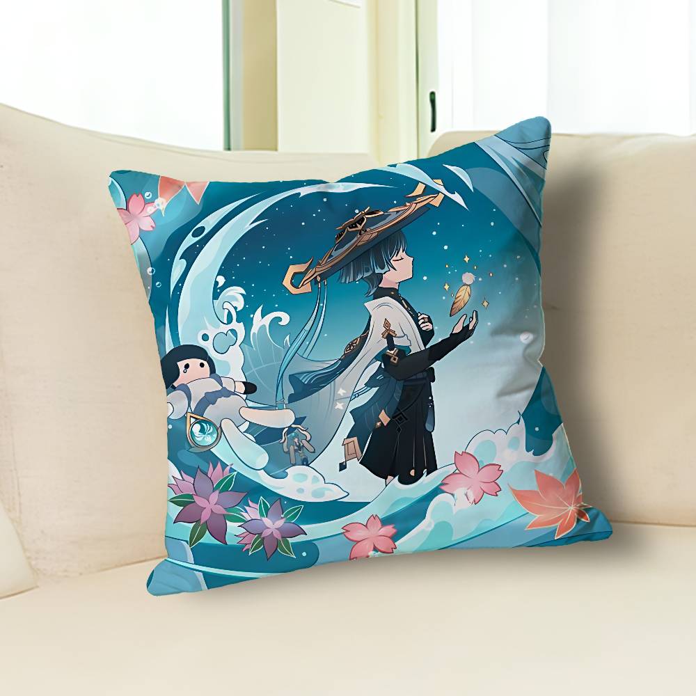 G-Genshin Impact Wanderer Anime Celebrity Merchandise All-Match Printed Pillow Case Sofa Car Office Room Decoration Protector