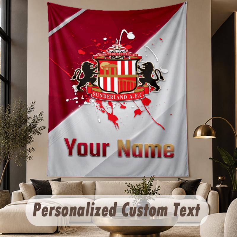 Custom Text Tapestry Sunderland FC Print Wall Tapestry Indoor Living Room Wall Decor