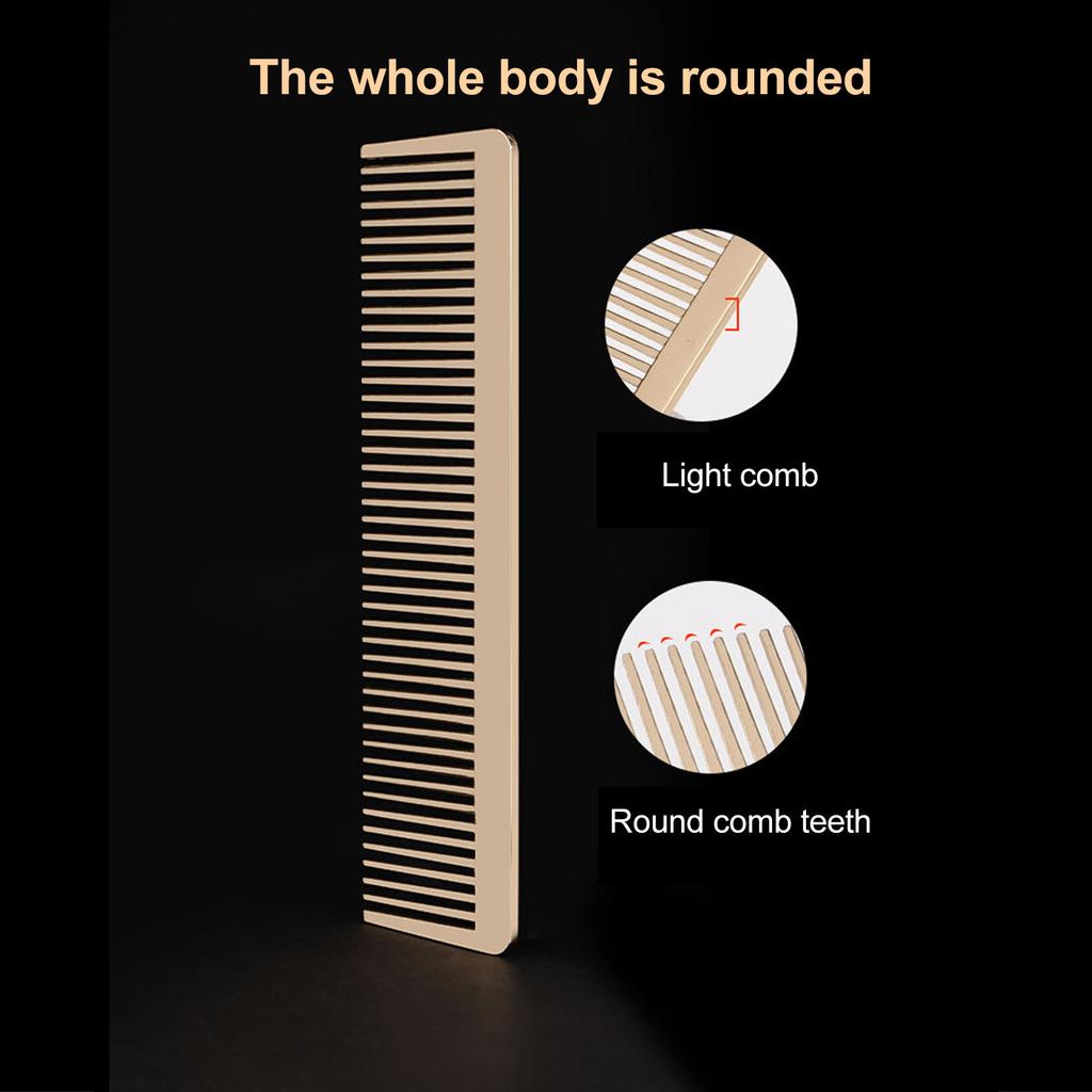 Hair Comb Mini Wide Teeth Styling Zinc Alloy Portable Beard Comb for Home Salon Golden