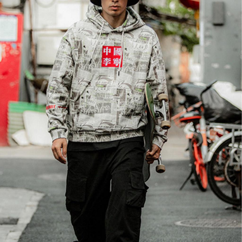 Li Ning X Peoples Daily Colaboração de Mídia Nova Calças Casuais Largas Calças Masculinas Preto AKXP313-1