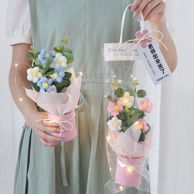 Crochet Flower Bouquet Graduation Bouquet Gifts Handmade Woven Bouquet Birthday Teacher's Day Gift Wedding Guest Gifts