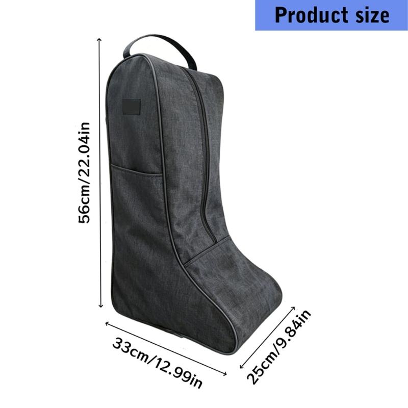 Black Tall Boot Bag with Full Opening, Accessory Pocket and Carry Handle, Riding Footwear Storage Case for Barn Storage, Travel and Competition Use