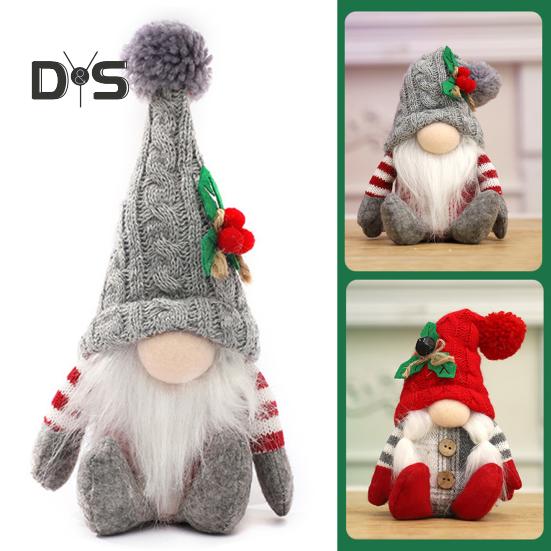 

Рождественский гном, кукла, украшения, праздничная плюшевая фигурка гнома с вязаной шапкой, сидящая безликая кукла-гном для домашних вечеринок, декор