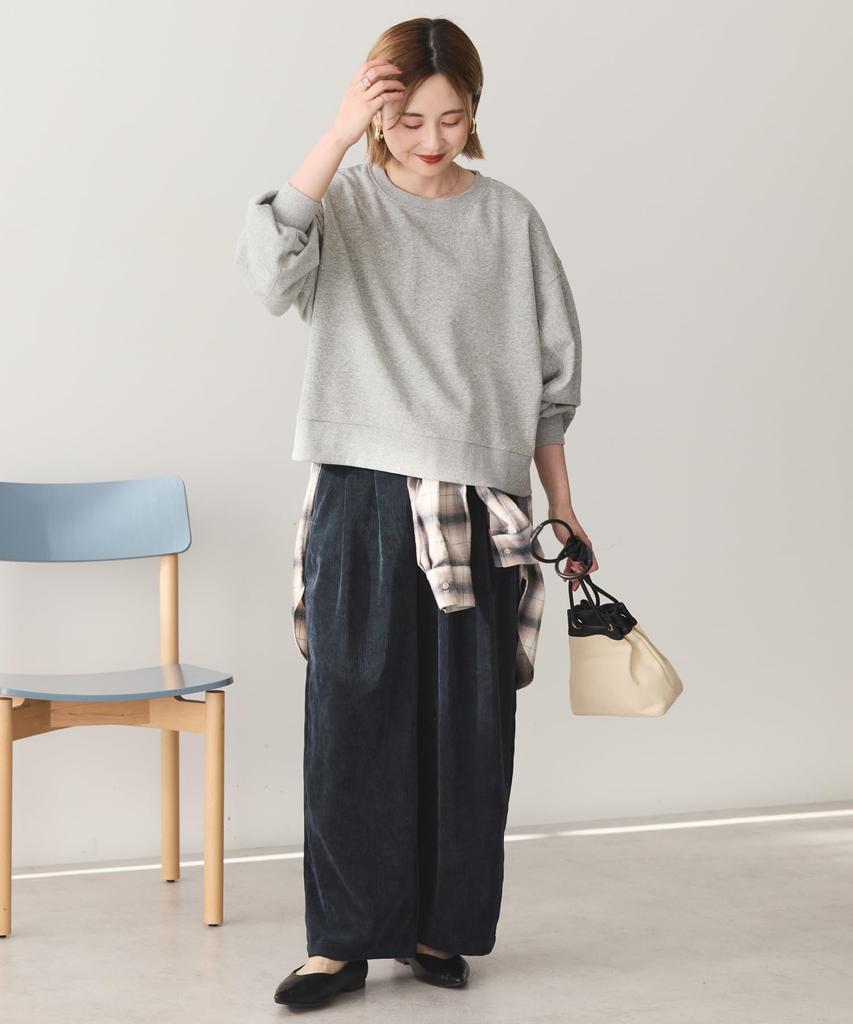 Corduroy wide pants navy S