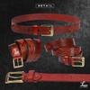 [Laquest] Men's Leather Belt, Cowhide, Ortiga Native Pattern, Embossed, Engraved, Casual (3. Red)