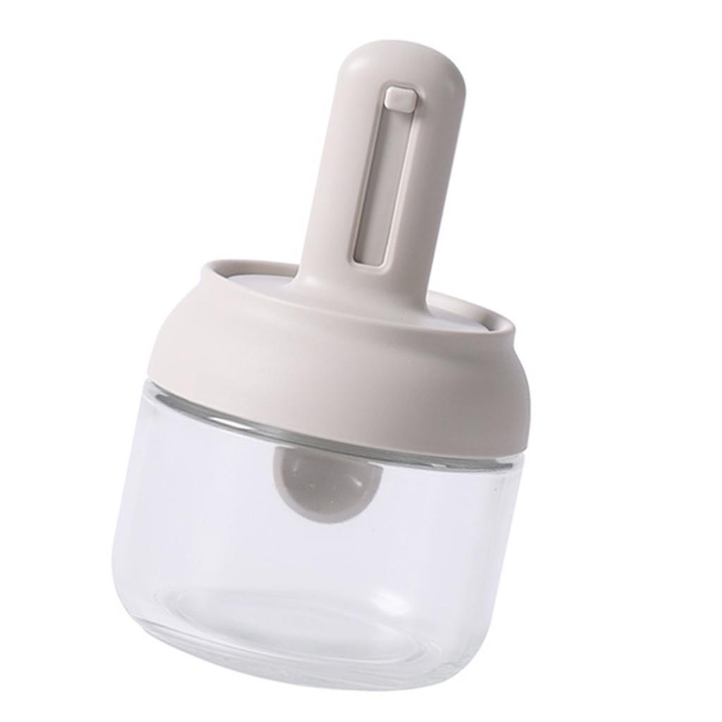 Seasoning Jar Retractable Spoon Glass Transparent Spice Condiment Storage Container Box for Home
