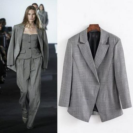 Damenblazer im europäischen und amerikanischen Stil - Reverskragen, Ein-Knopf-Verschluss, Mittellang, Slim Fit, Perfekt für den Arbeitsweg.
