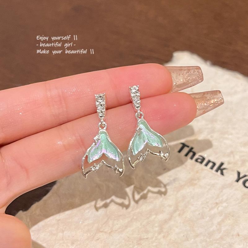 Exquisite 925 Silber Zirkon Fischschwanz Ohrringe: Leichter Luxus Feenstil