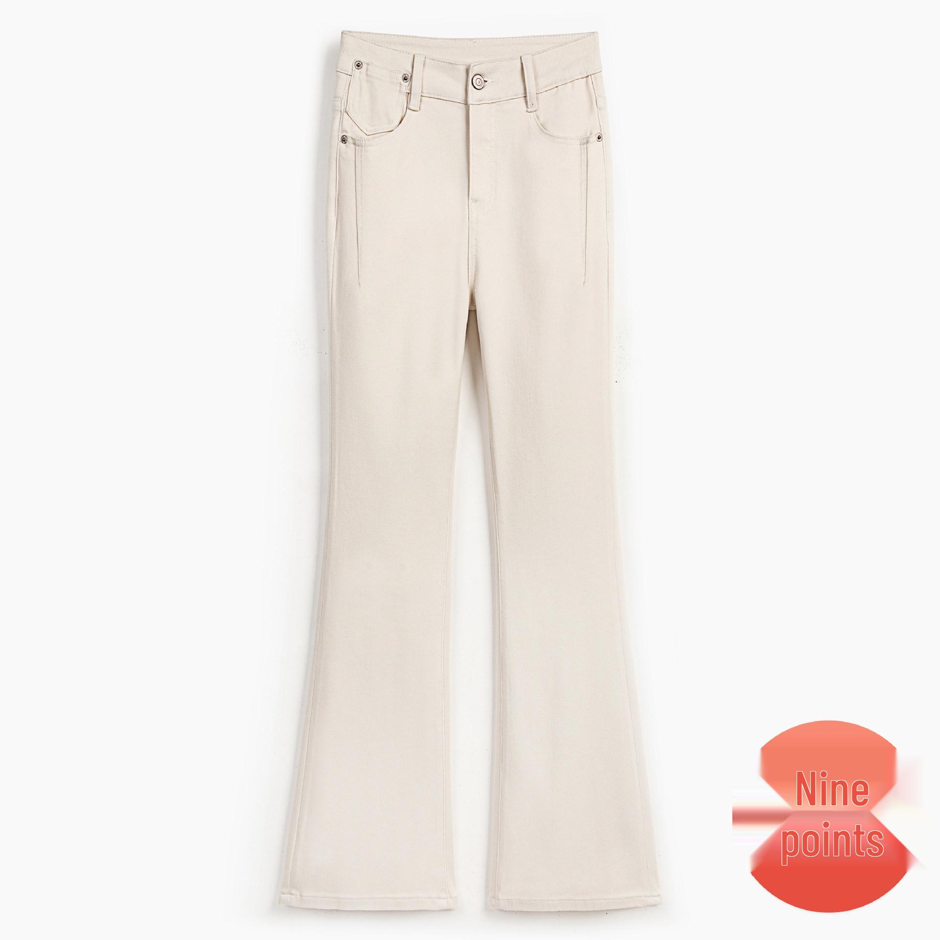 Elegant Flare | Spring 2026 High-Waisted Slim-Fit Retro White Jeans 30