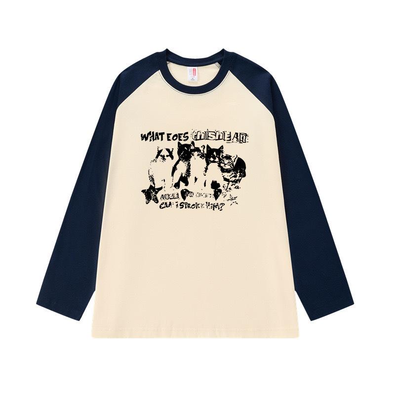 

Футболка из хлопка с длинными рукавами и длиной до плеч для женщин, осенняя, свободная, свободного покроя, в стиле вестерн M абрикосовый