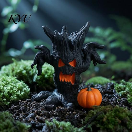 Realistic Tree Monsters Sculptures Halloween Miniature Demons Ornaments, Resin Micro Landscape Figures, Dark Gift for Handicraft Lovers Forest