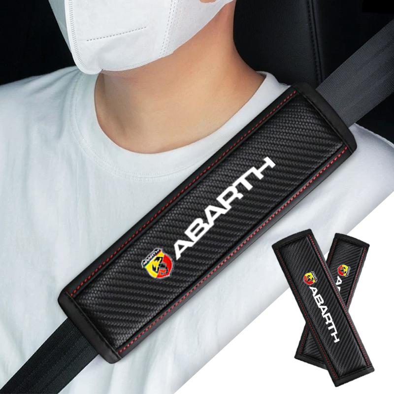 2pcs Car Safety Shoulder Cover Seat Belt Pad Strap Padding For Fiat Abarth 595 Abarth 500 Abarth 124 Spider Auto Accessories