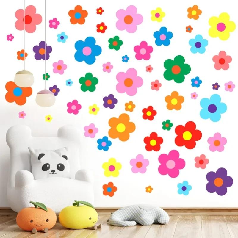 Colorful Flower Wall Sticker for Car Glass Baby Room Wall Decals Living Room Children Home Decor Bedroom Decoration 1Pcs Cartoon