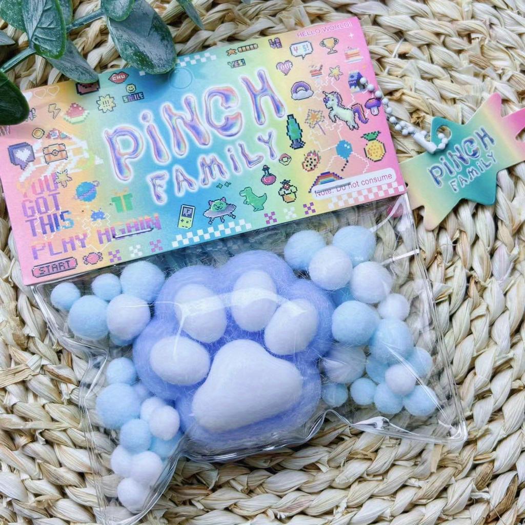 Cat Paw Pinch Toy Blingbling Slow Rebound Stress Relief Toys Transparent Cube Squeeze Toy Gift Sticky Stress Relief Relax Toys