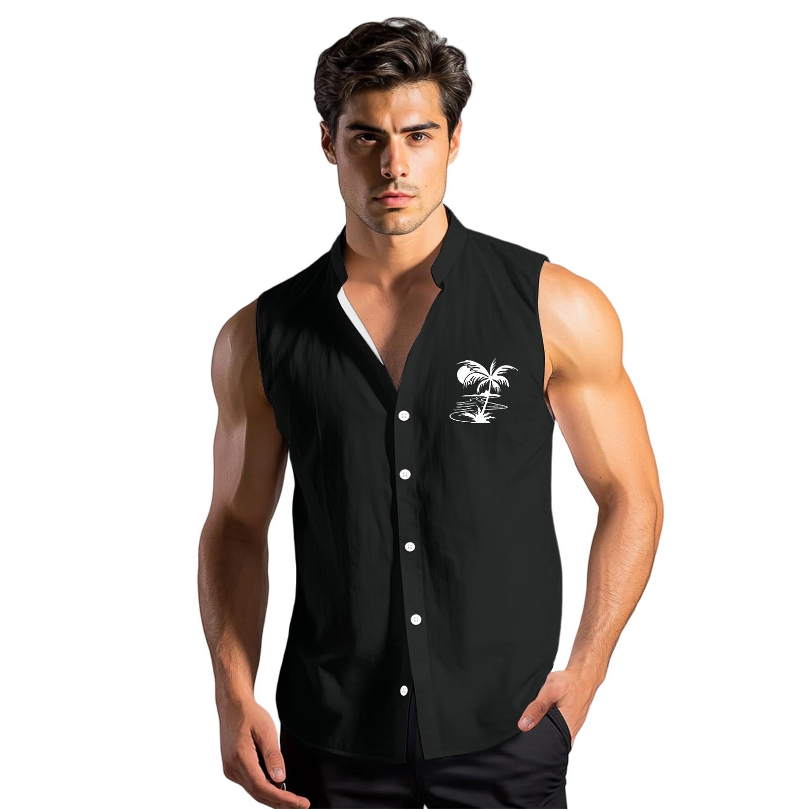 

Чоловіча мода Принтована Безрукавка з Лацканами на Ґудзиках XL чорний