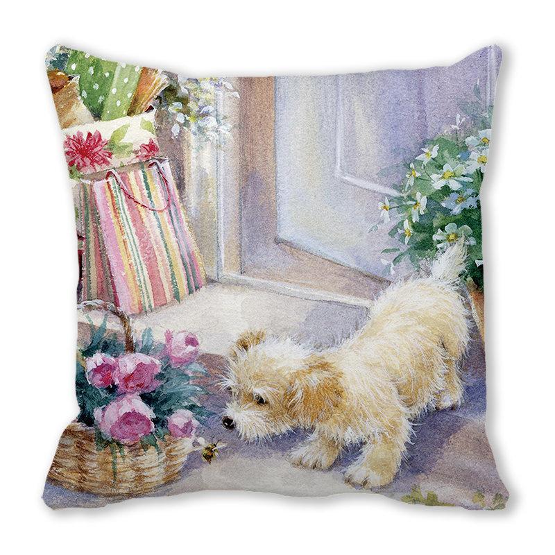 Weihnachtsdekoration Kissenbezug Bauernhaus Sofa Wurfkissenbezug Niedlicher Haustier Katze Hund Kissenbezug Floral Kissenbezug