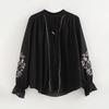 2024 Autumn Women's European & American Style Loose Embroidered Long Sleeve Shirt