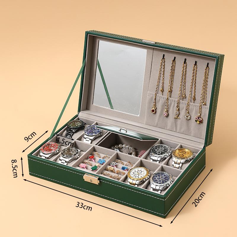 Delesys 2/3/4/5/6/8/9/10/12/20 Slots Household Multi Functional Watch And Jewelry Storage Box Pu Leather Watch Display Case
