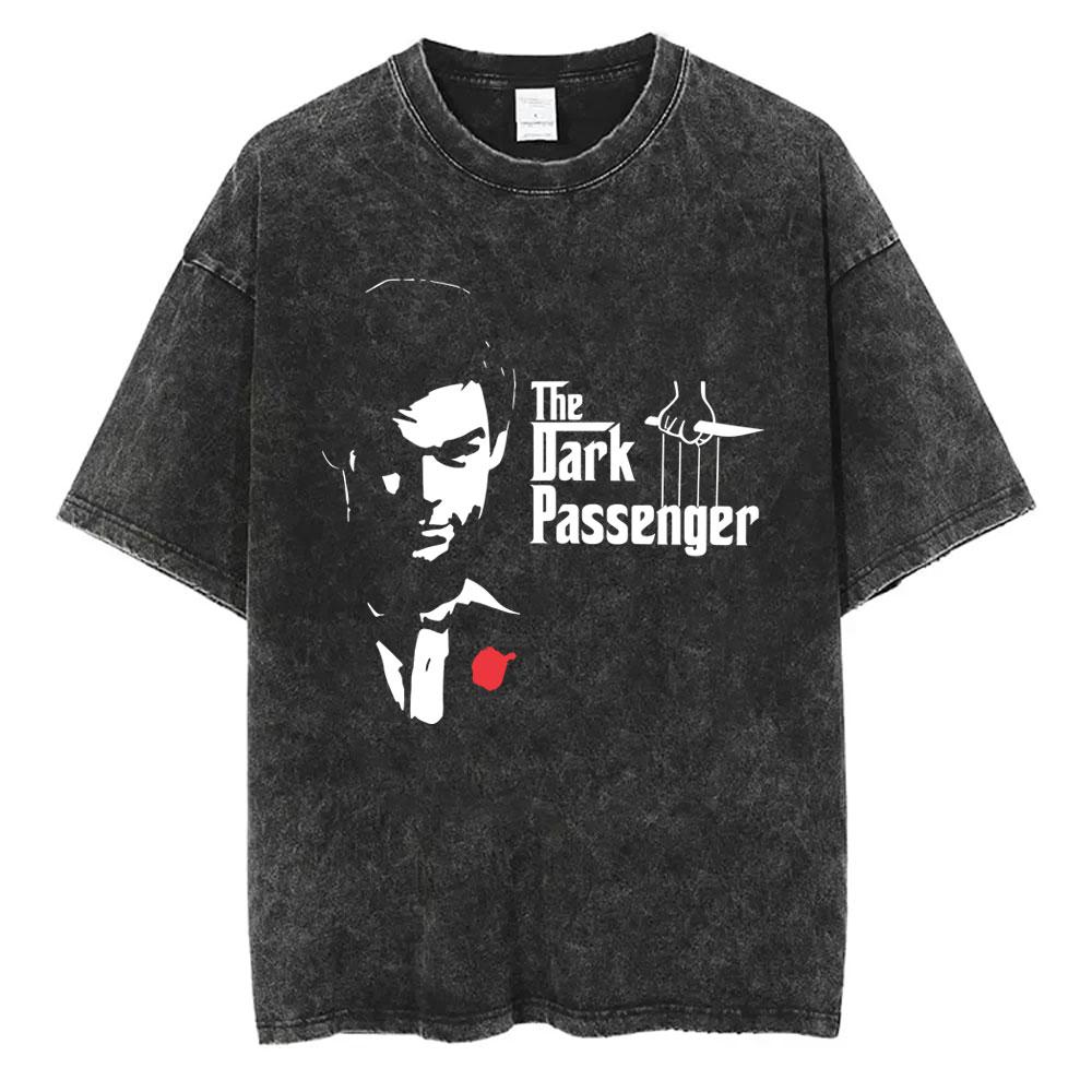Washed Vintage TV Play Dexter Morgan Face Graphic Tshirt Men Women Casual Cotton Oversized T Shirt Male Classic Gothic Tshirts