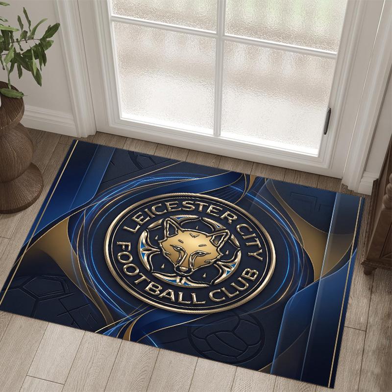 Leicester City Football Design Crystal Velvet Carpet Cozy Non?Slip Printed Rug For Bedroom Living Room Entrance
