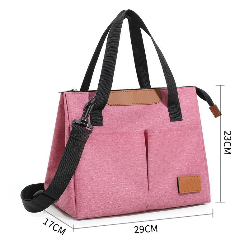 

1pcs Stylish Insulated Bag Outdoor Travel Crossbody Bag Large Capacity Lunch Box Storage Bag Work Commute Bento Insulated Tote рожевий
