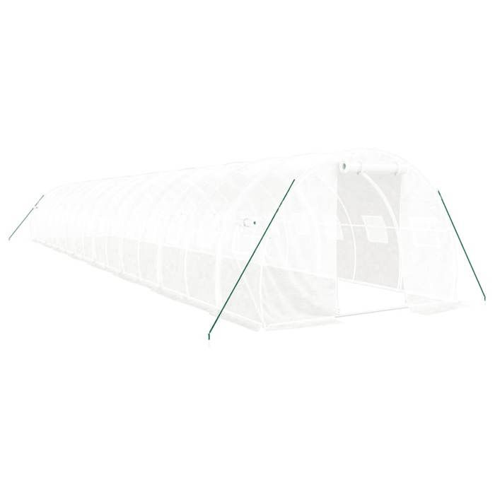 VidaXL Serre avec cadre en acier blanc 48 m² 16x3x2 m, polytunnel, serre à cadre froid, serre pour tomate, serre de jardin, 3188056