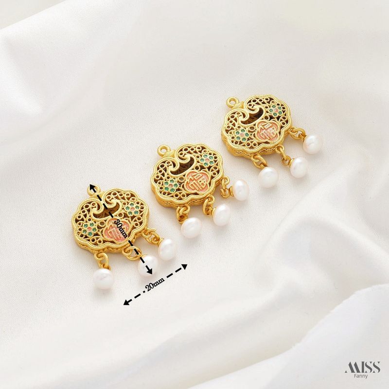 

Sand Jinqiang Color Protection Gourd Vajra Lock of Good Wishes Butterfly Drop Pendant DIY Bracelet Necklace Hanging Ornament Accessories Fu Zi Beizhu Ruyi Lock Pendant 1