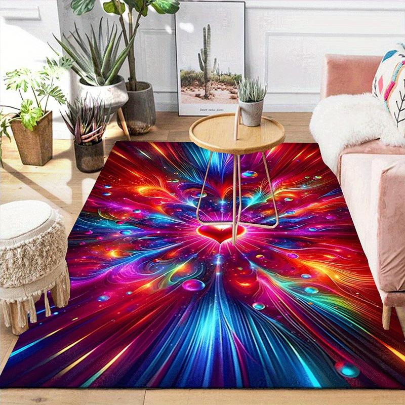 1pc Colorful love Design Area Rug - Soft, Anti-Slip, and Durable Gaming Room Decor for Bedroom