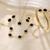 New Fashion 5 Leaf Flower Jewelry Set For Women Good Luck Flower Necklace Earring Ring Bracelet Christmas New Year Party Jewelry