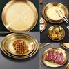 4PC Metal Dining Dish Stainless Steel Round Plate Shallow Tray BBQ Picnic Camping Food Container Tableware Dessert Plate Kitchen