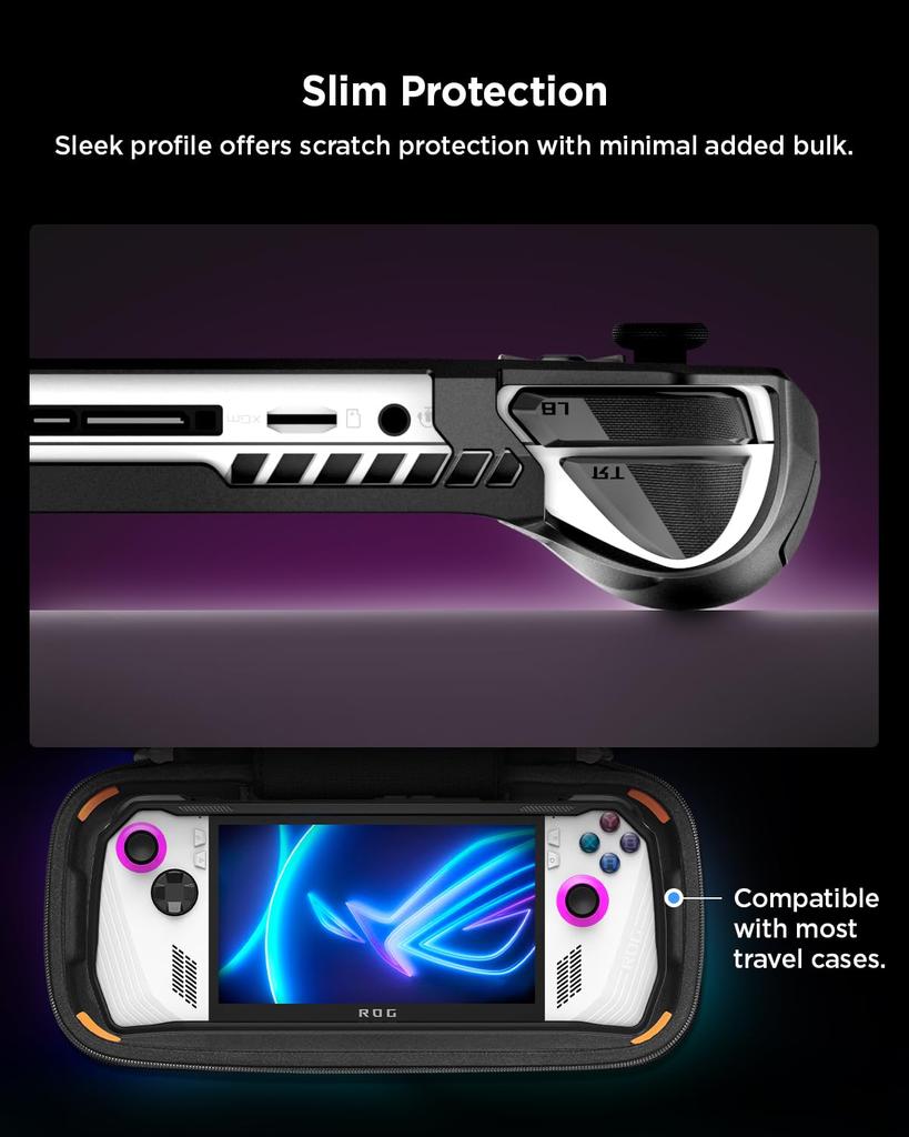 Spigen ASUS ROG Ally Case (2023) with Strap, TPU Scratch-Resistant Screen Protection, Shock-Resistant, Shock-Absorbing Rugged Armor, ACS06921 (Black)