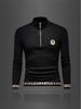 European Autumn/Winter Men's Slim Fit Embroidered Wool Half-Zip Sweater