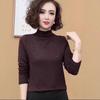 Autumn & Winter Elegant High Neck Long Sleeve Tummy-Concealing Top for Middle-Aged Women