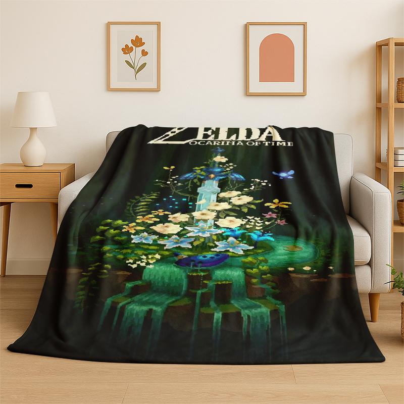 

Classic Game Z-Zelda Cartoon Link Flannel Blanket Soft Warm Throw Blanket for Bedroom Living Room Bed Travel Camping Picnic 75x90cm