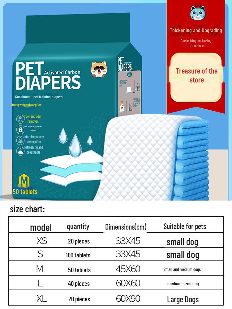 

Подгузники для домашних животных: Набор из 100 штук абсорбирующих дезодорирующих пеленок для собак и кошек - Идеально для пород тедди и бишон