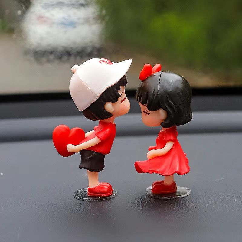 Adorable Car Couple Ornaments - Cute Interior Center Console Decor & DIY Desktop Accessories