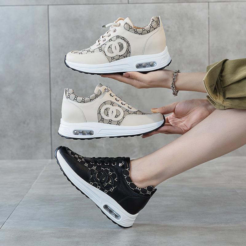Inner heightening women's shoes spring new thick-soled breathable air cushion shoes women's shoes soft soles are not tiring
