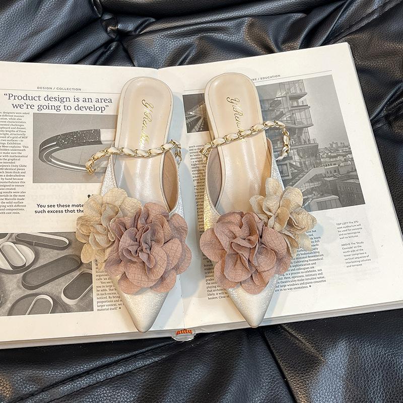 

Фея ветер леди без каблука ленивые тапочки весна и лето новые однопедальные остроносые на плоской подошве сумка с цветами полутапочки прилив 40