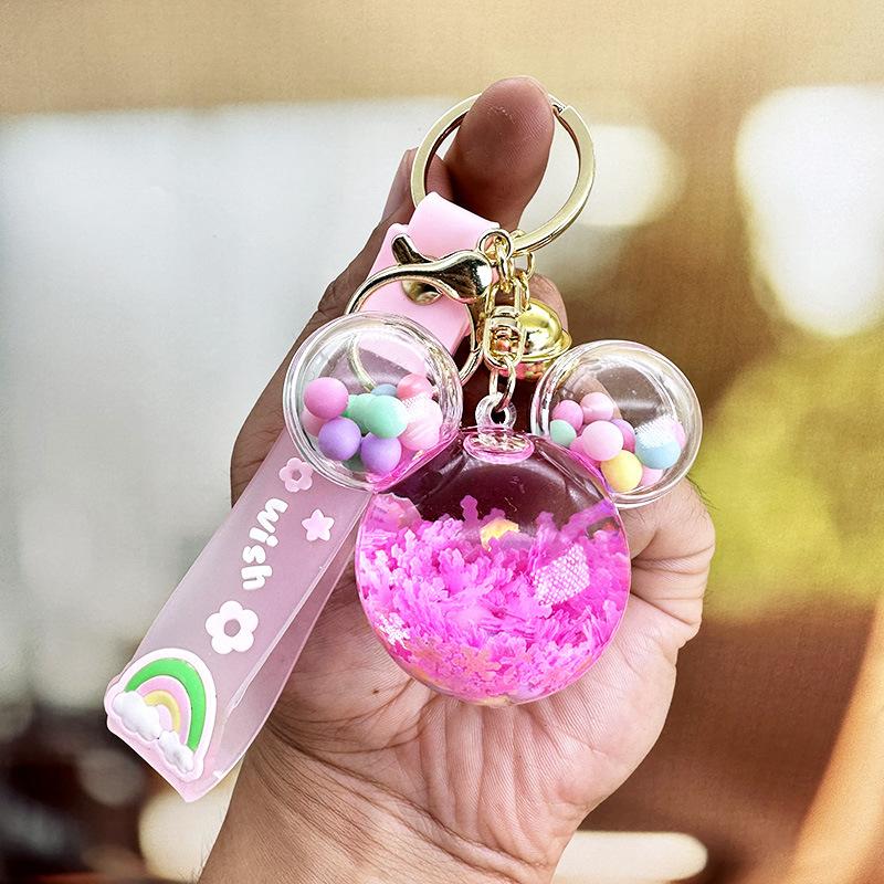 Cartoon Mickey Head Candy Quicksand Keychain Women'S Exquisite Cute School Bag Pendant Couple Bag Keychain