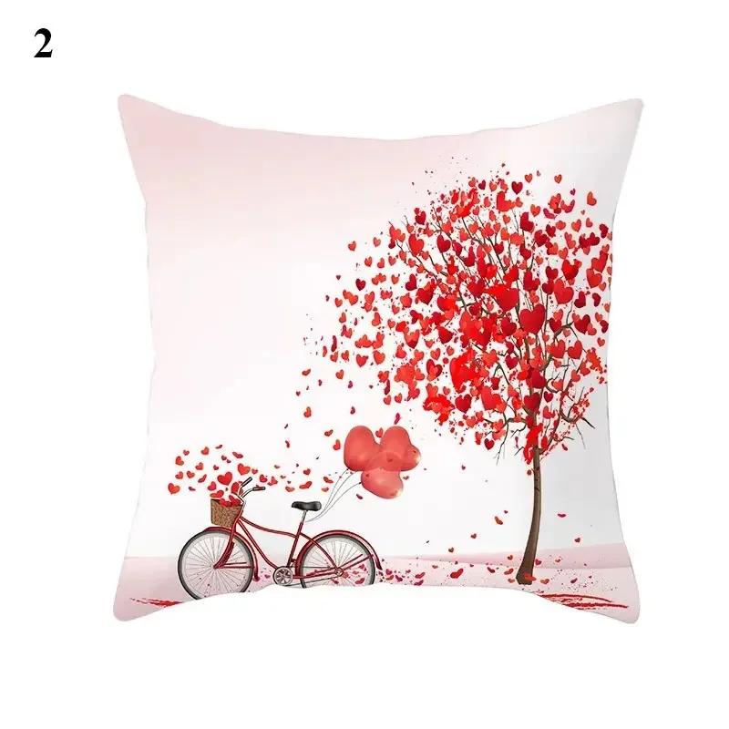 Valentine's Day Cushion Cover Red Heart Print Pillowcase  Sofa