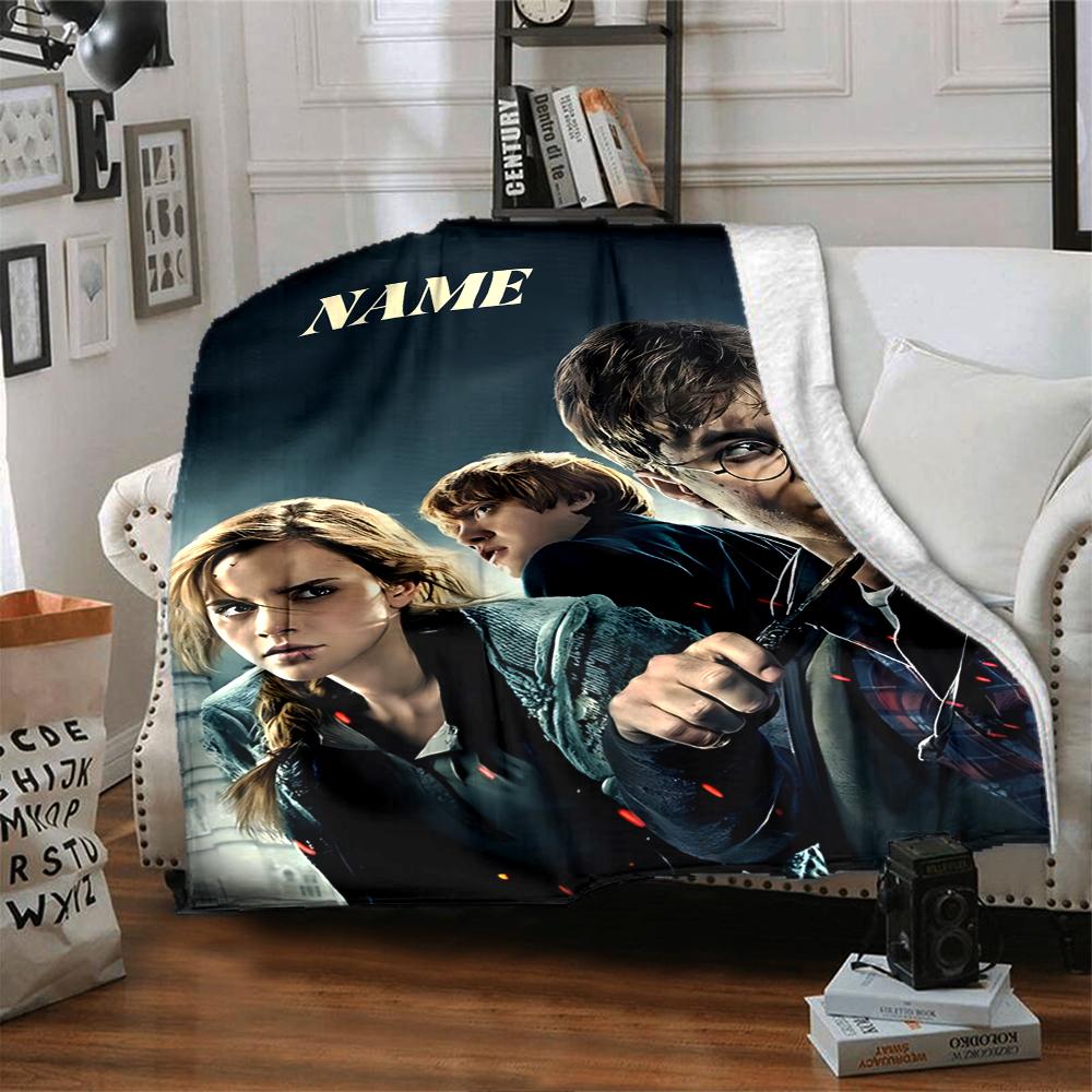Custom Name Harry Potter Adventure blanket for Couch & Bed, Plush Cozy Fuzzy Blanket Super Soft & Warm Blankets for Fall and Winter. 090863