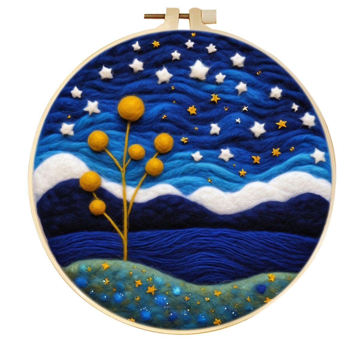 

20x20cm Needle Felting Embroidery Kits Funny DIY Wool Felt Painting Scenery Creative Needle Felt Picture Kit Craft Paintings Diy 20cm*20cm